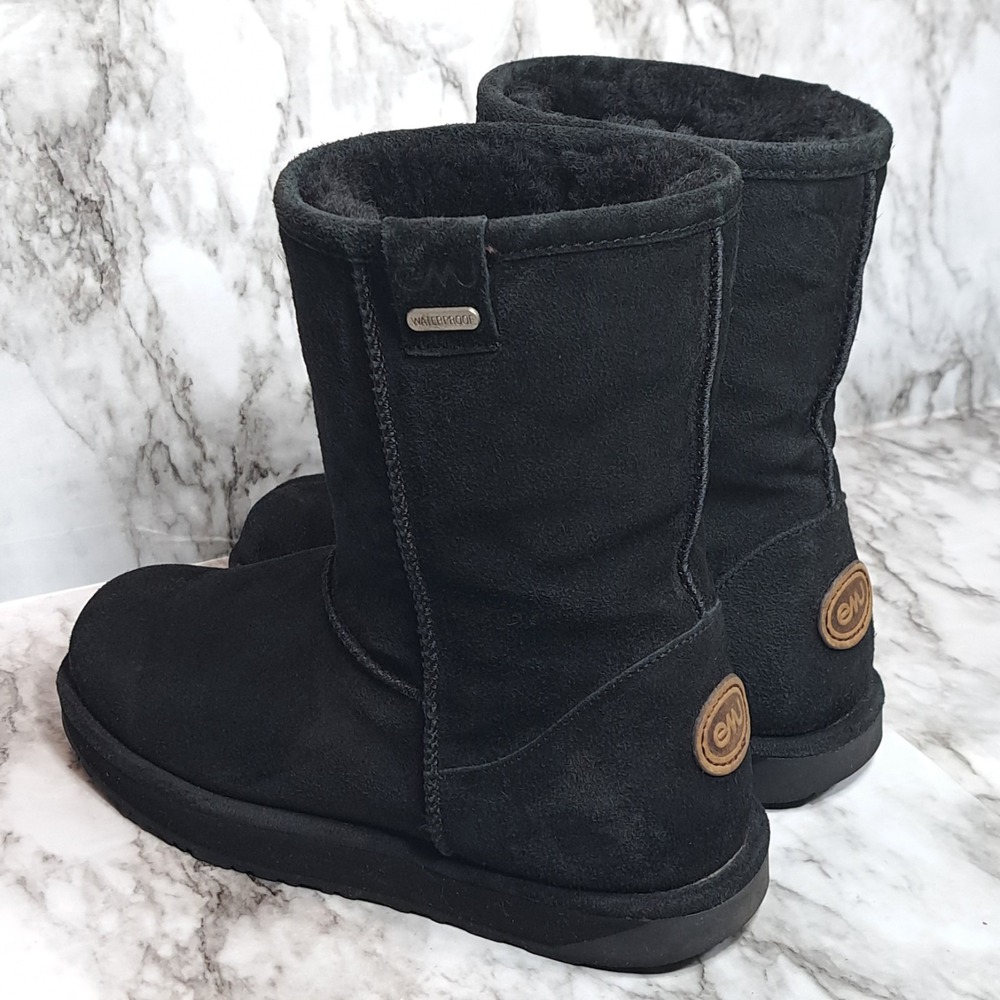 EMU Women's Lo Paterson Winter Boots W-F7/M-H6 Black Suede Upper Sheepskin